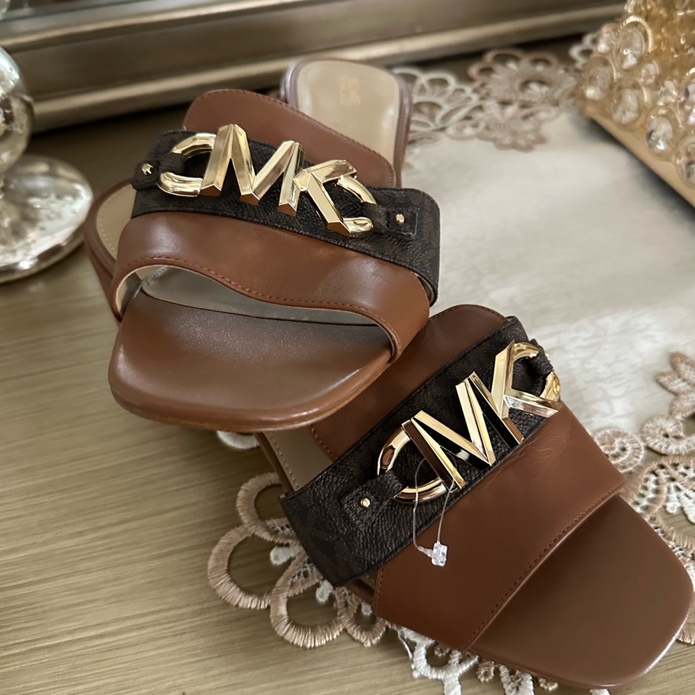 Michael Kors Brown and Gold Sandals